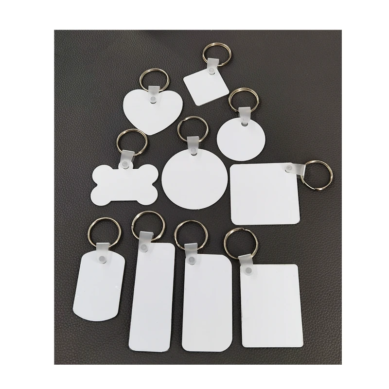 Custom Double Sided Metal Key Rings Sublimation Blank KeyChains Aluminum Blank White Heat Press Printing Key Holders