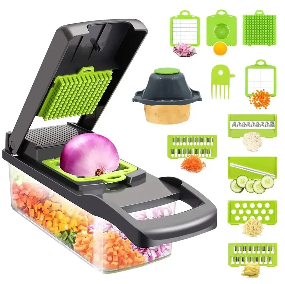 Hot selling Good quality manual food chopper Vegetable cutter machine 15 in 1 Vegetable Chopper smart kitchen tools gadgets