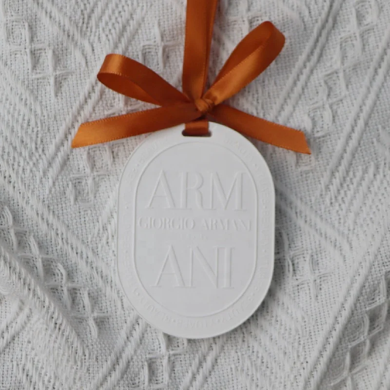 Logo Customized Hanging Oval Scented Ceramic Essential Oil Stone Perfume Tester Aromatherapy Diffuser