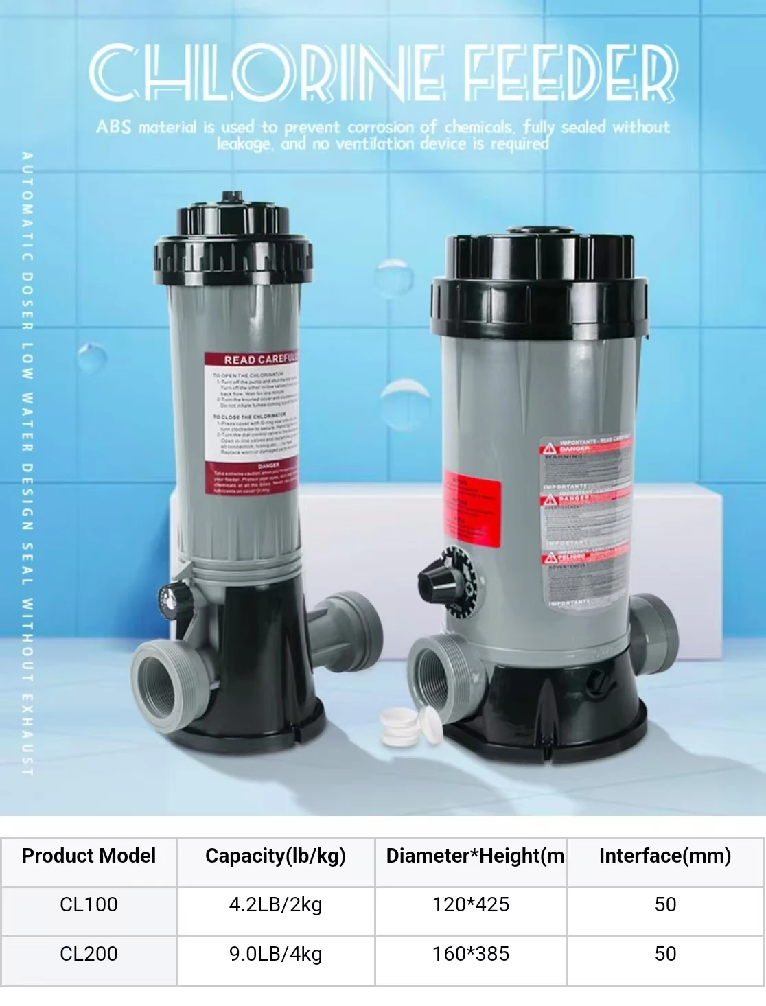 Hot Selling Swimming Pool Chlorinator Disinfection System Chlorine Feeder Essential for Pool Care