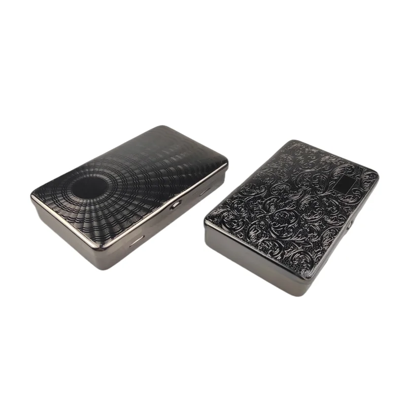 Portable Metal Cigarette Case 20pcs Gun Black Custom Design Pocket Cigarette Case
