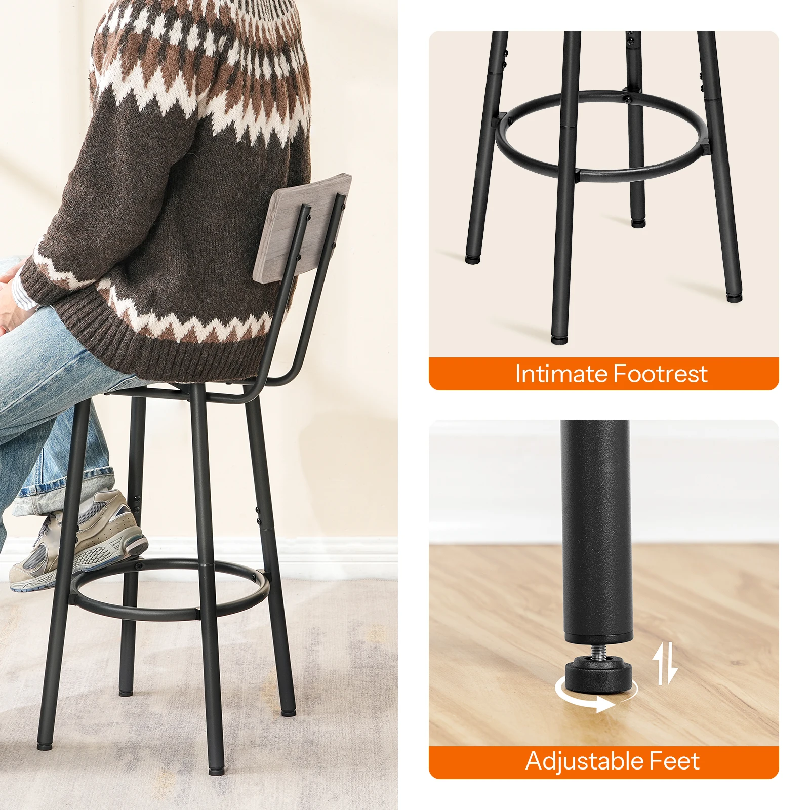 Wholesale Dining Chairs, HOOBRO Brand Dining Stools with Back, Counter Chair Set of 2 for Dining Room