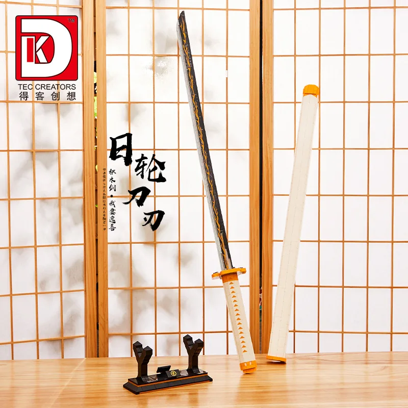 DK1506 Creative Ideas DIY Demon Slayer Zenitsu Japanese Katana Building Blocks Model Assembly Insert Small Particles toys