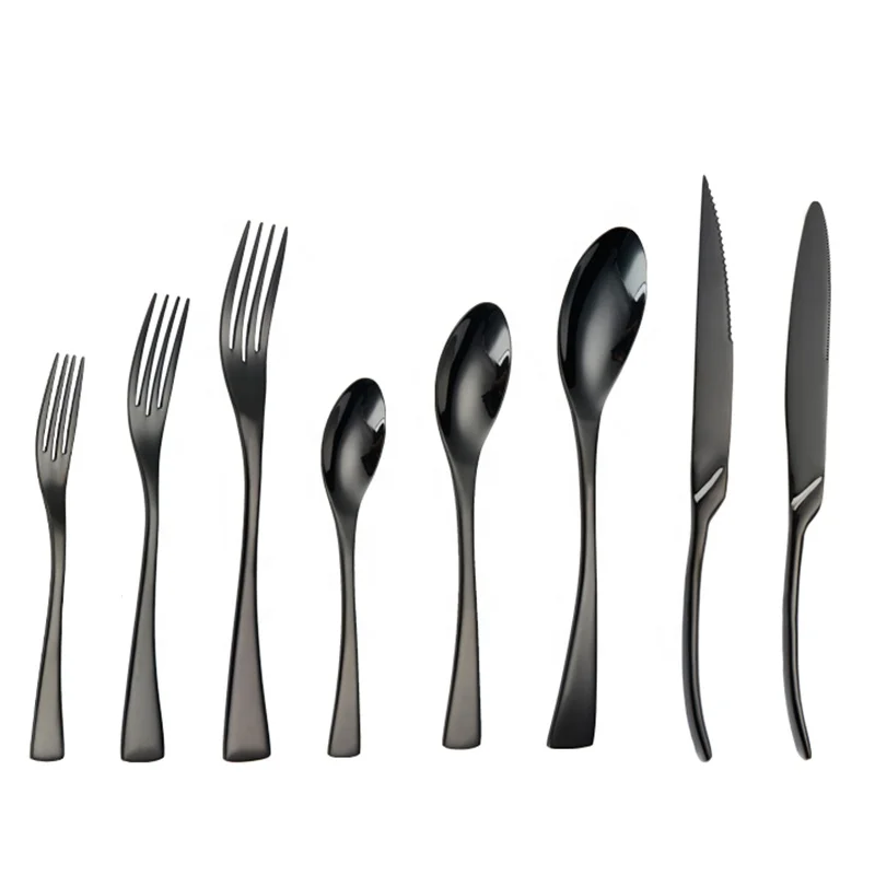 kaya PVD coating mirror black metal stainless steel Flatware Set Stainless Steel Cutlery for wedding event restaurant hotel