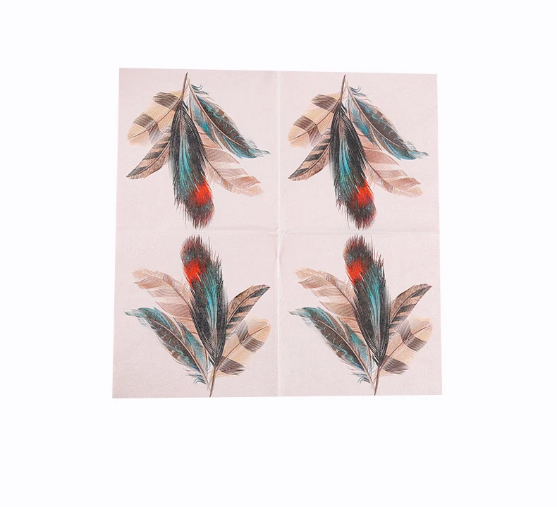 Creative feathers, exquisite printing, bronzing napkins, wedding supplies, colored tissues can be customized