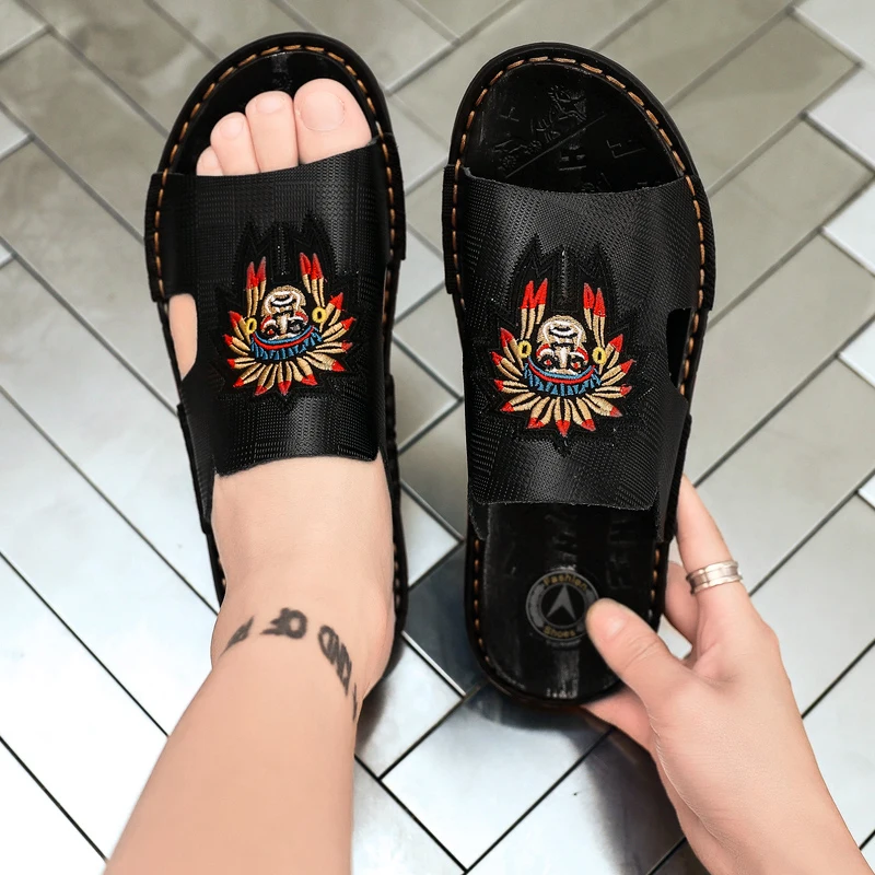 
Wholesale Hot selling Rubber Casual Daily Lightweight flip flop slipper leather hand-made sandals 