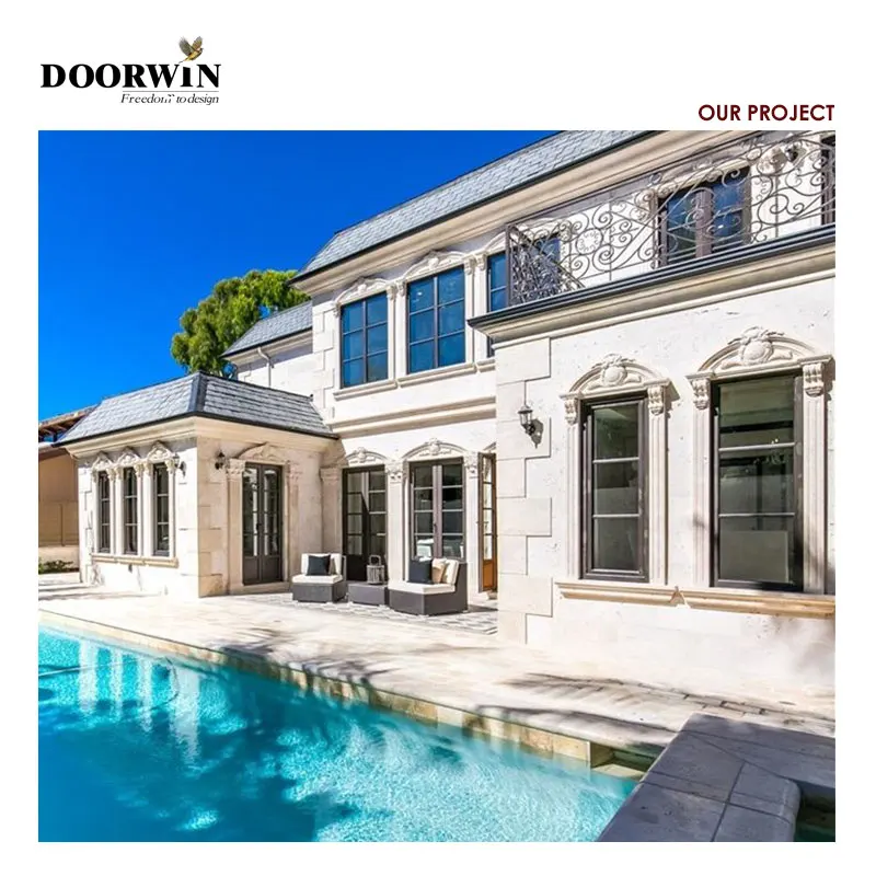 Doorwin New products certified supplier wood french casement double glazing windows with grilles for modern house