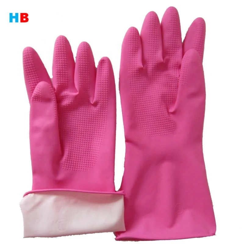 55g latex kitchen glove guangzhou dish washing supplier rubber blue red glove heat resistant waterproof yellow safety work glove