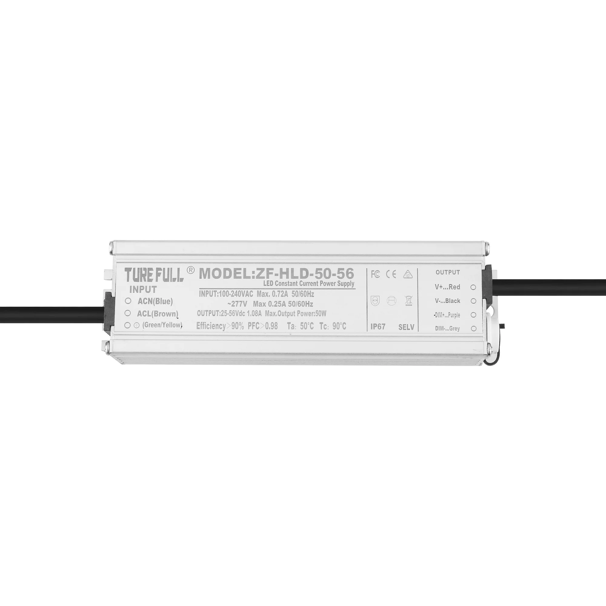 Aluminium 40W 50W 56W LED Driver 0-10V Dimming 600ma 1000ma 1200ma Panel Lamp Single Smooth Dimmable RoHS Certified LED Lighting