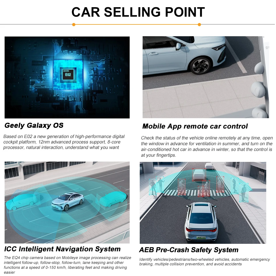 Export Chinese Car Geely Emgrand Gasoline Car Hybrid Electric Car Luxury Emgrand Ec7 X7 Ec8 Geely New Used New Energy Vehicles
