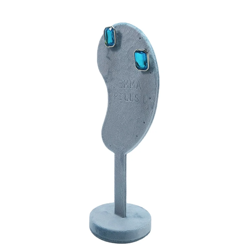 Custom LOGO embossed tall colorful plush velvet four pairs stud earrings display stand