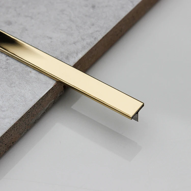 304 0.6mm thickness t shape pvd ti gold mirror metal surface SS profile for decoration trim