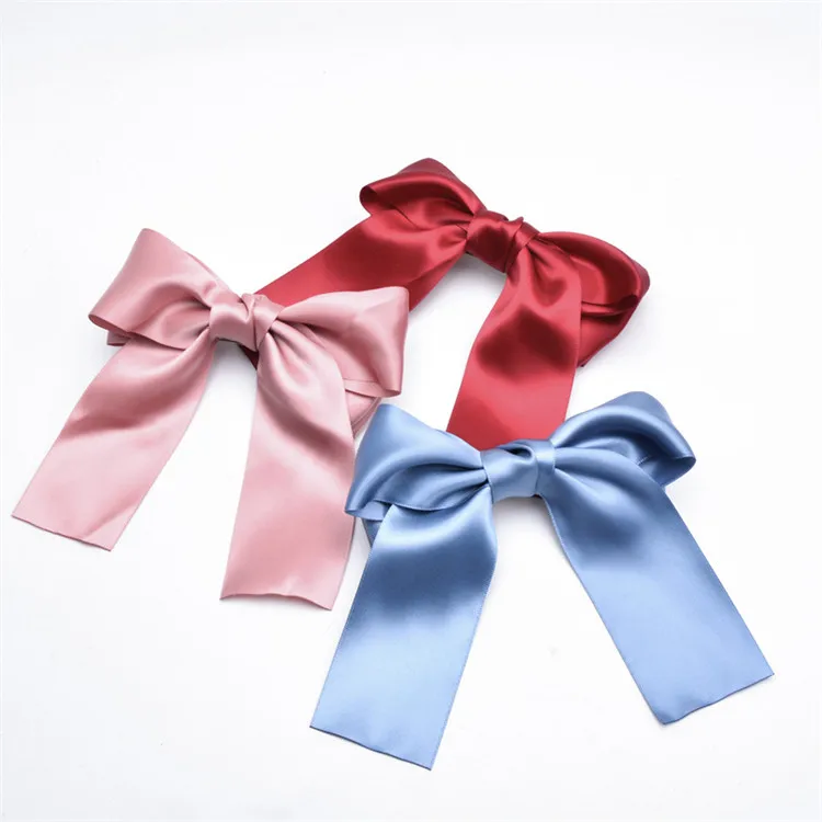 Satin Bow Hair Clips Hair Bows Barrette Colorful Ribbon Bow for Women Girls