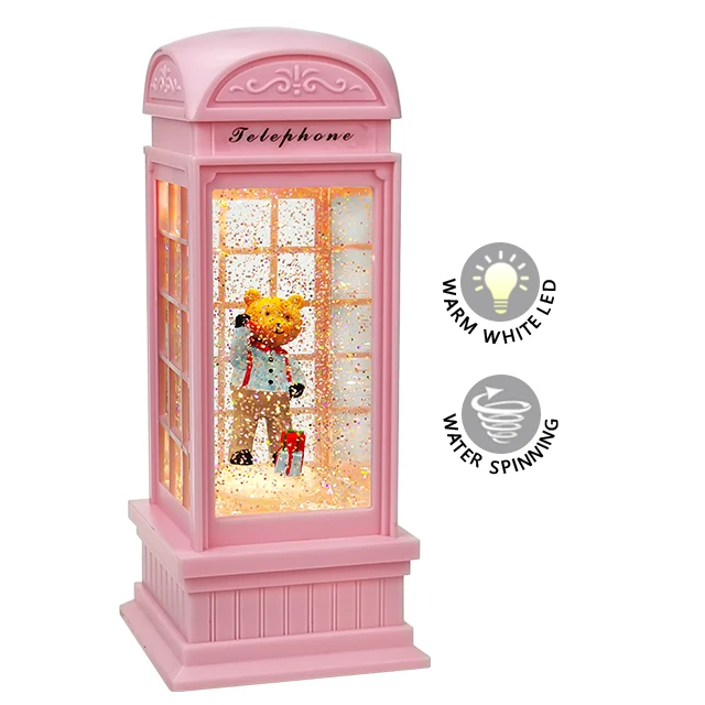 Телефонная будка подарок плюшевые мишки тедди для воды Спиннинг рыболовная снежный шар ко Дню Святого Валентина украшения