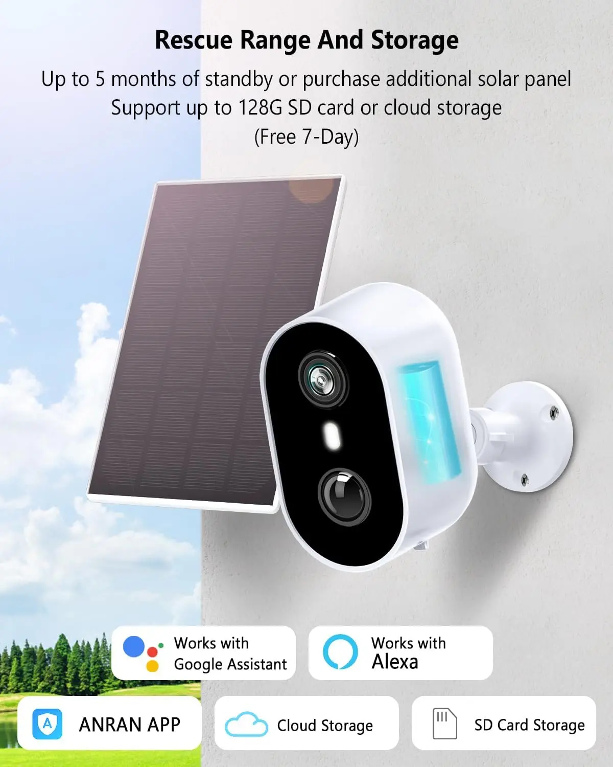 Anran 3MP Battery Mini Wireless Remote Control APP Video Waterproof Home Solar Security CCTV WiFi Camera