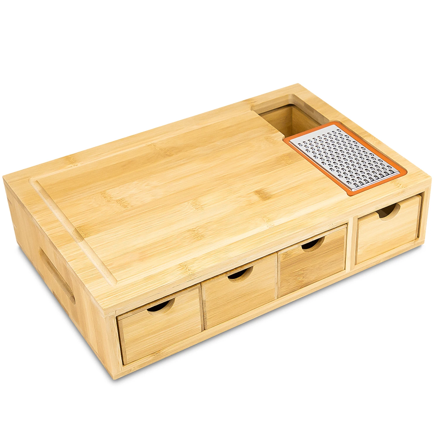 GL Hot Sale Bamboo Wood Chopping Block Containers Food Chopper Cutting Board Bamboo Cutting Board With Drawers