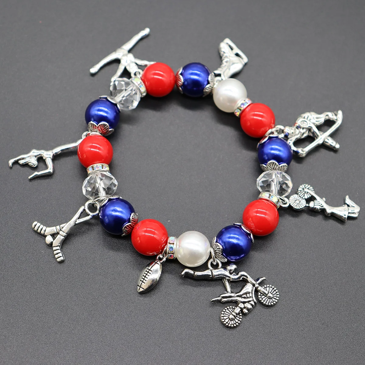 new hot-selling team jewelry elastic beaded bracelet football basketball rugby bracelet unisex sport NFL bracelet