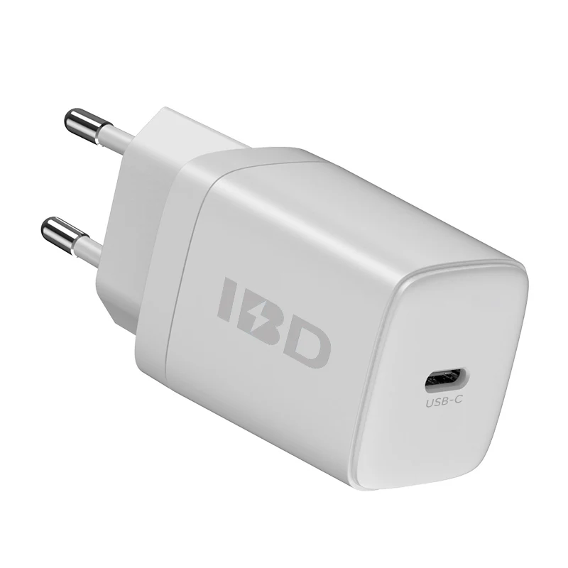 IBD Single PD 20W Fast Travel Wall Charger US EU UK Type C Mini 20W Wall Charger Adapter Plug For Mobile Phone