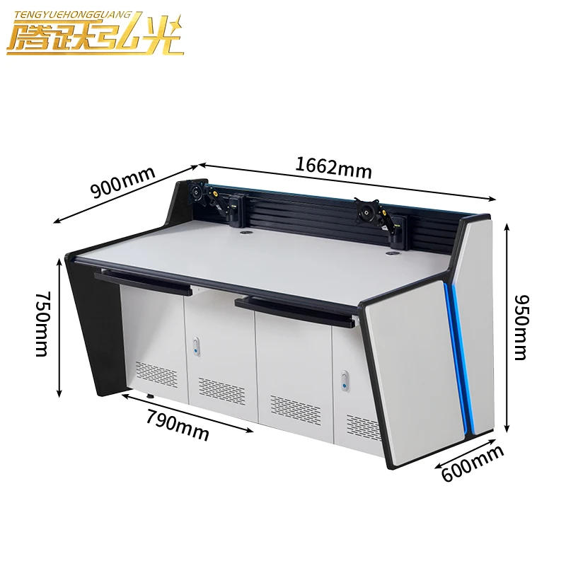 Two workstation DL-type command center control console monitoring desk Conference room office furniture monitoring computer desk
