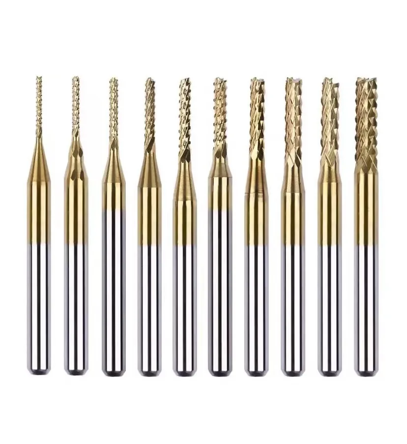 Durable CNC Cutting Tools 0.6mm Diameter Solid Carbide Corn End Mill Milling Cutter With Coating For PCB Processing