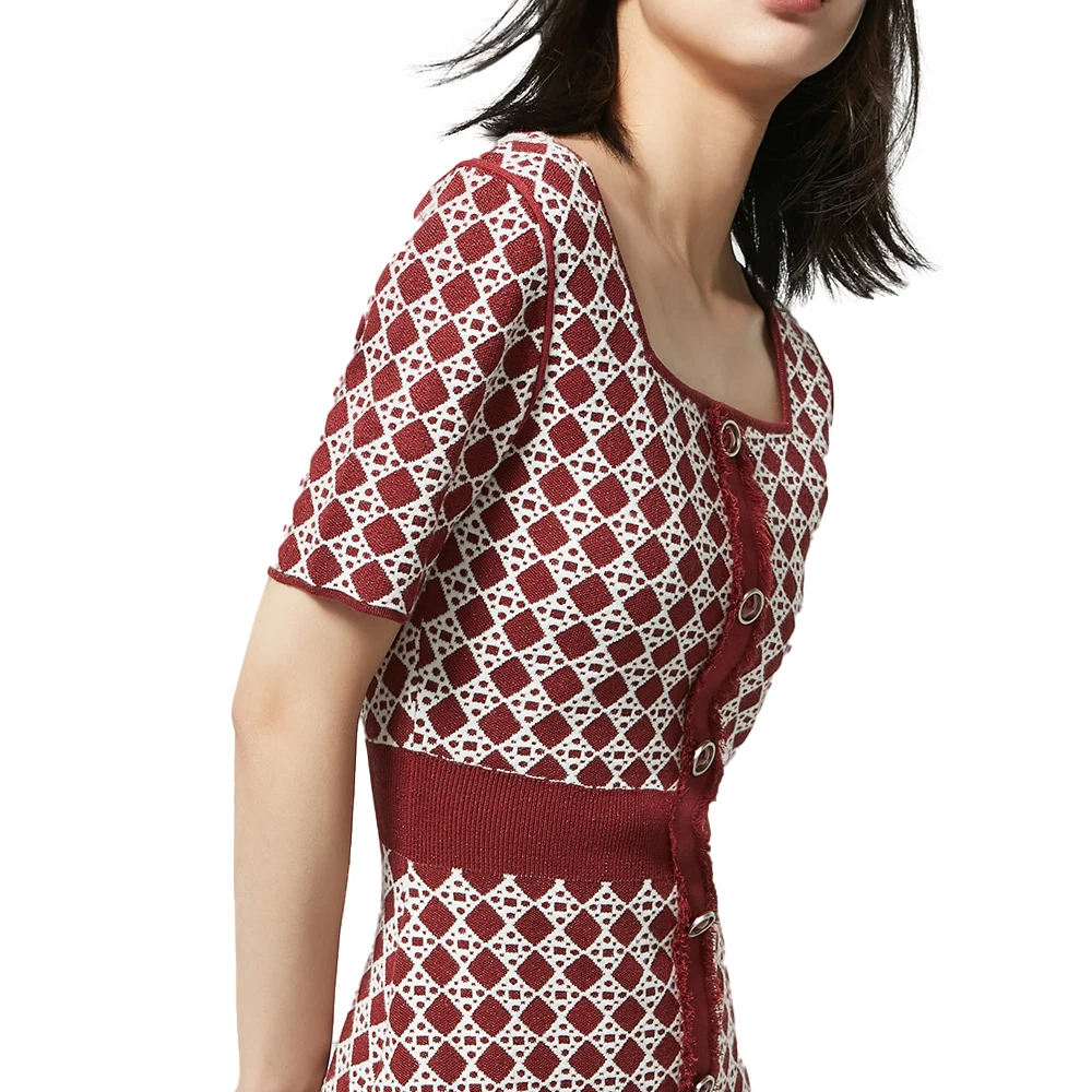 Spring square collar short sleeve a-line fashion womens casual dresses for dress manufacturer small order