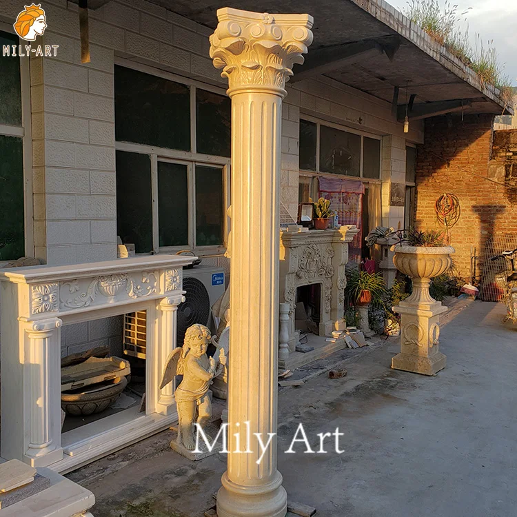 Outdoor Hand Carved Classic Design Solid Marble Column Pillars Sculpture