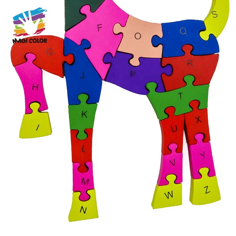 2023 Wholesale educational toy non-toxic wooden giraffe shape puzzle for kids W14I015