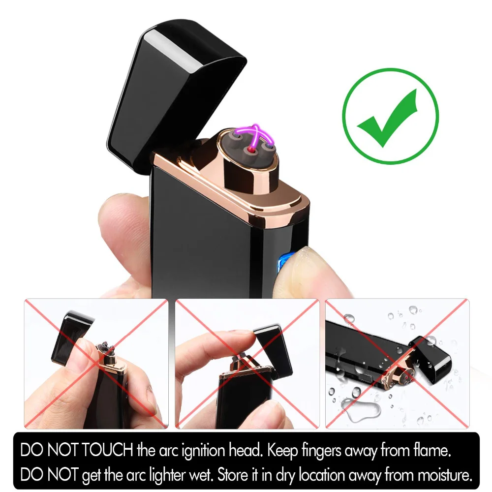 TK-719 Customize Logo Boyfriend Gift Double Arc Windproof Cigarette Lighter Portable Electricity Display Usb Charging Lighter