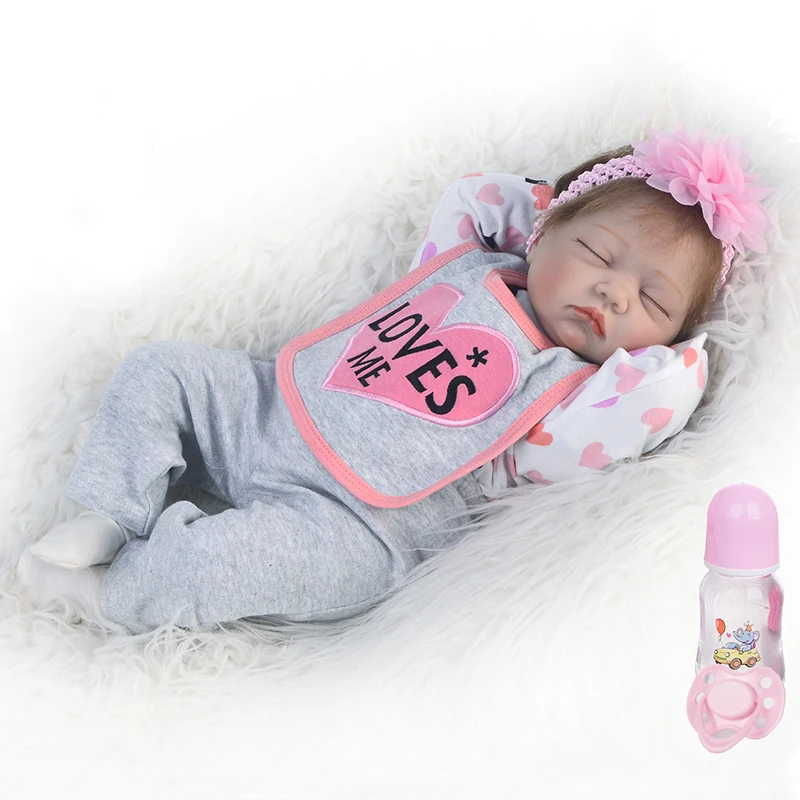 55cm kid Toy Simulation hair Sleeping Vinyl Girl Realistic Bebe Doll Reborn