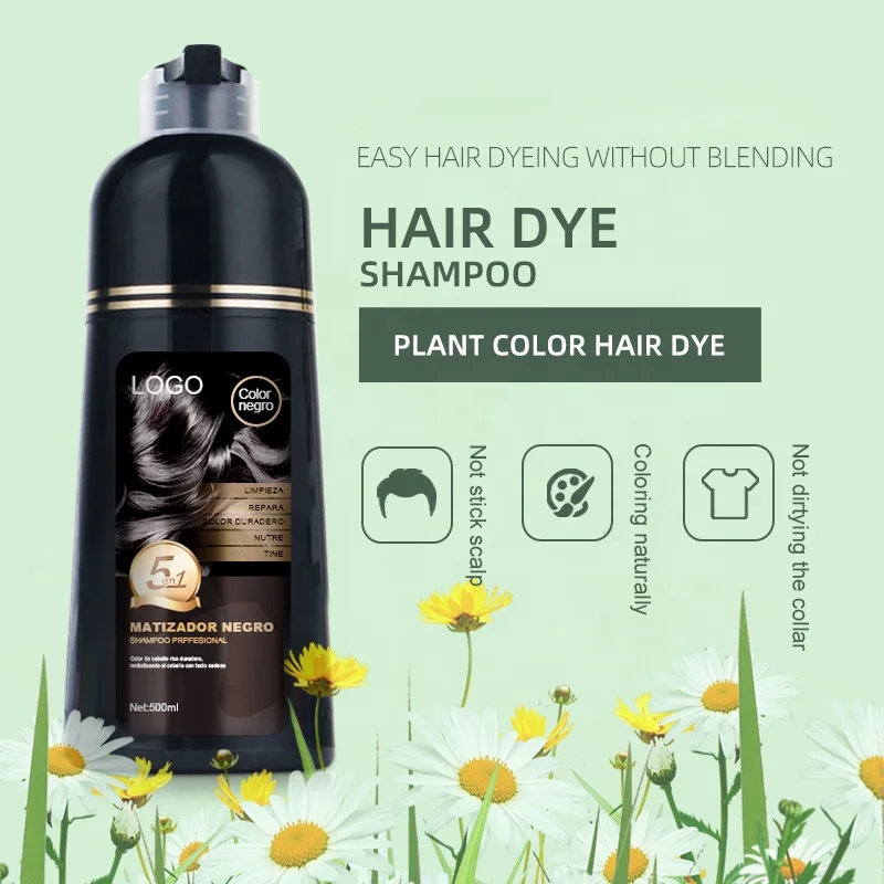 OEM ODM Customize Magic Ammonia Free Hair Color Shampoo Natural Black Hair Dye Colour Shampoo