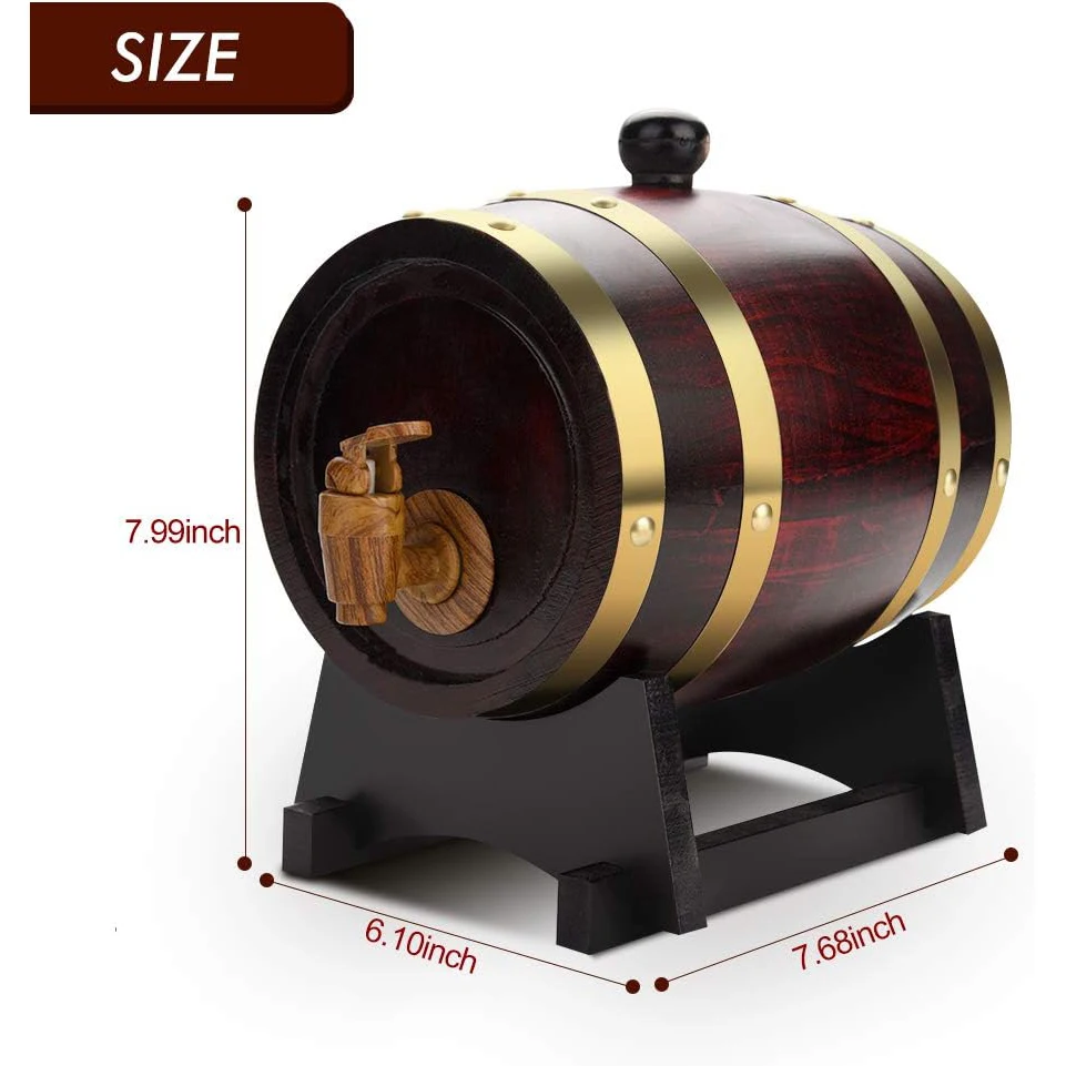 Oak barrels 1.5L are used to store whiskey beer wine Bourbon whiskey tequila rum