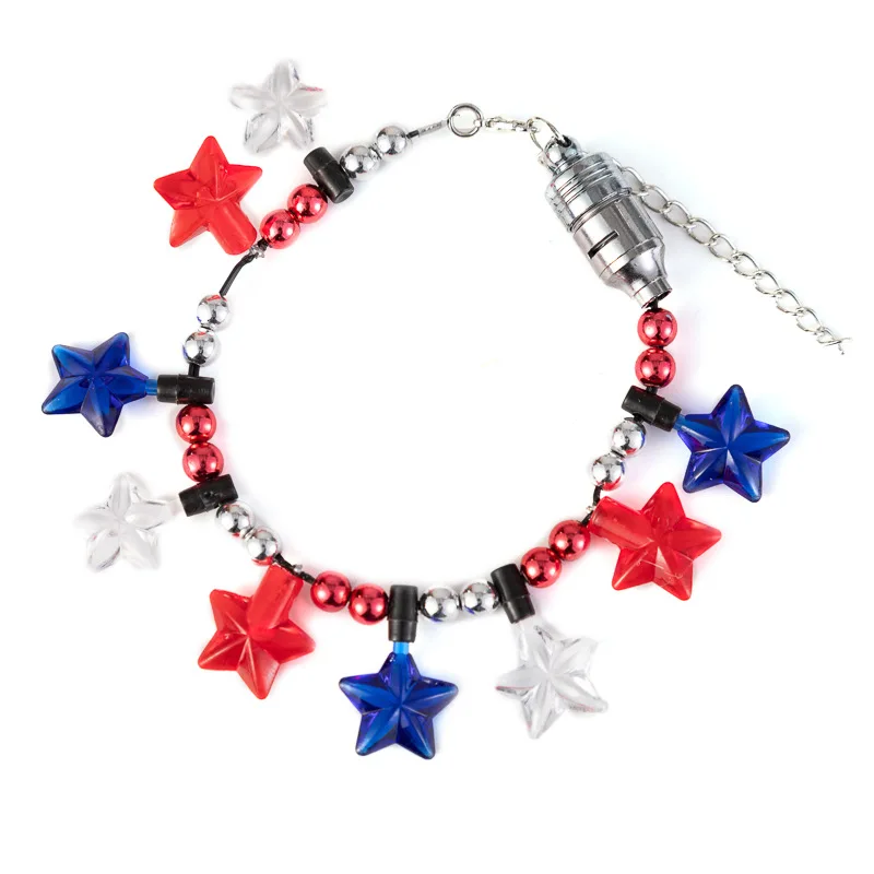 Hot Selling Independence Day Party Glowing Led Flashing Headband Glowing Earrings 4th of July Necklaces Patriotic Party Favor