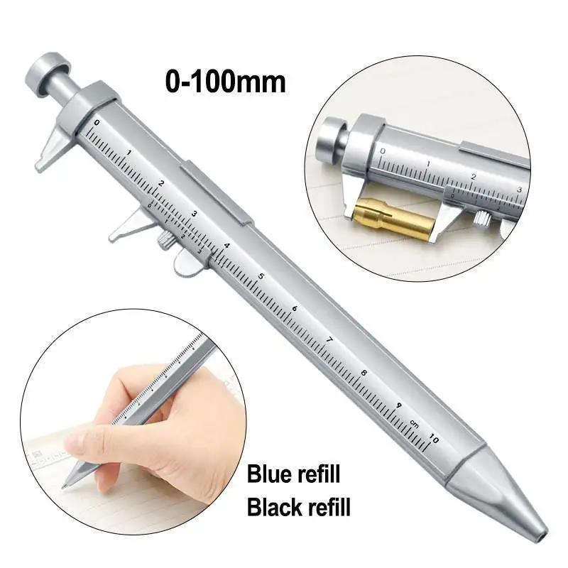 Custom 0-100MM Calipers Plastic Vernier Caliper Tool Ballpoint Pen Caliper Multifunction Pen School Gifts Roller Ball Pen