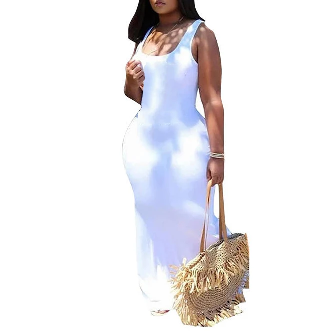 2022 Летняя распродажа модный буквенный принт плюс размер майка облегающее женское платье макси в XL-5XL Длинные повседневные платья для