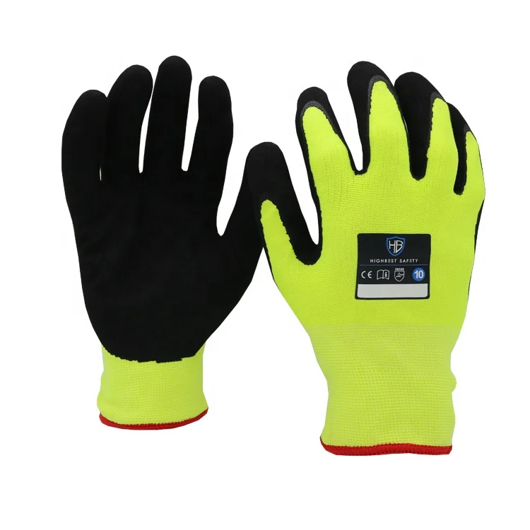 HB SAFETY FIRE Winter thermal double lined oil resistant nitrile palm coated work glove outdoor use