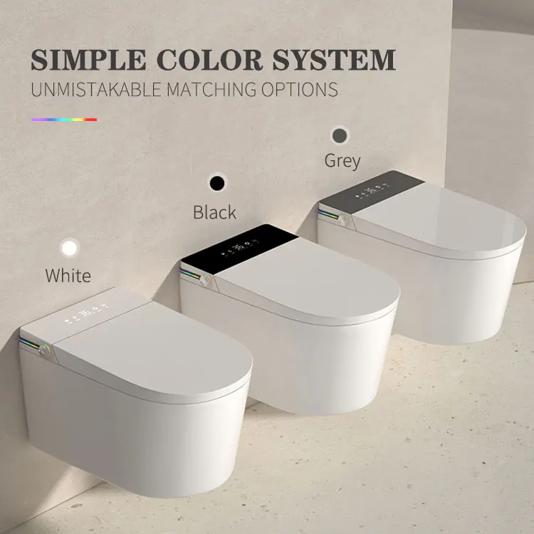 White Wall Mounted Suspended Smart Toilet Flush Ceramic WC toilets Intelligent wall hang Automatic toilet with water tank frame