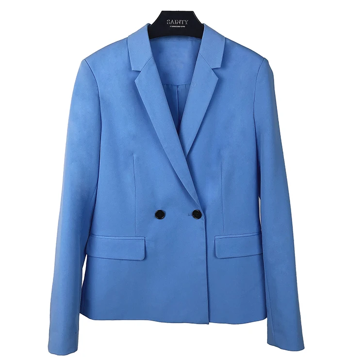 
2020 high quality Women blue double-breasted suits casual work office lady style women coat classical for autumn wear clothing 