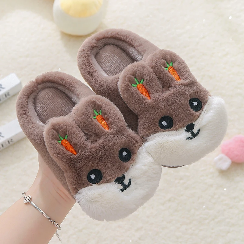 2021 new arrival Kids Cotton Footwear Lovely Little Bunny Warm Plush Shoes Anti-skid Slippers For Kids Slides slippers