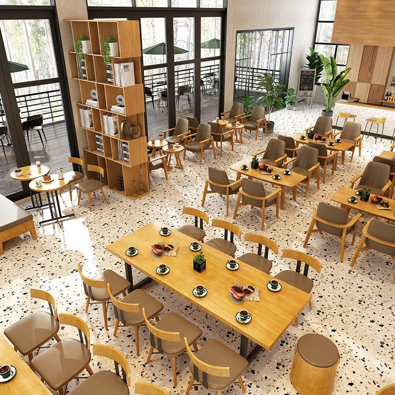 UPTOP Restaurant Booth Sofa Combination Coffee Shop dining set Tea Shop Dessert Shop Table and Chair Solid Wood Booth
