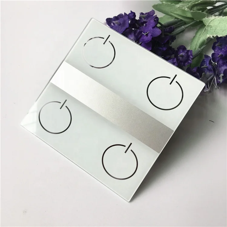 Glass factory customized White printed touch switch panel glass design