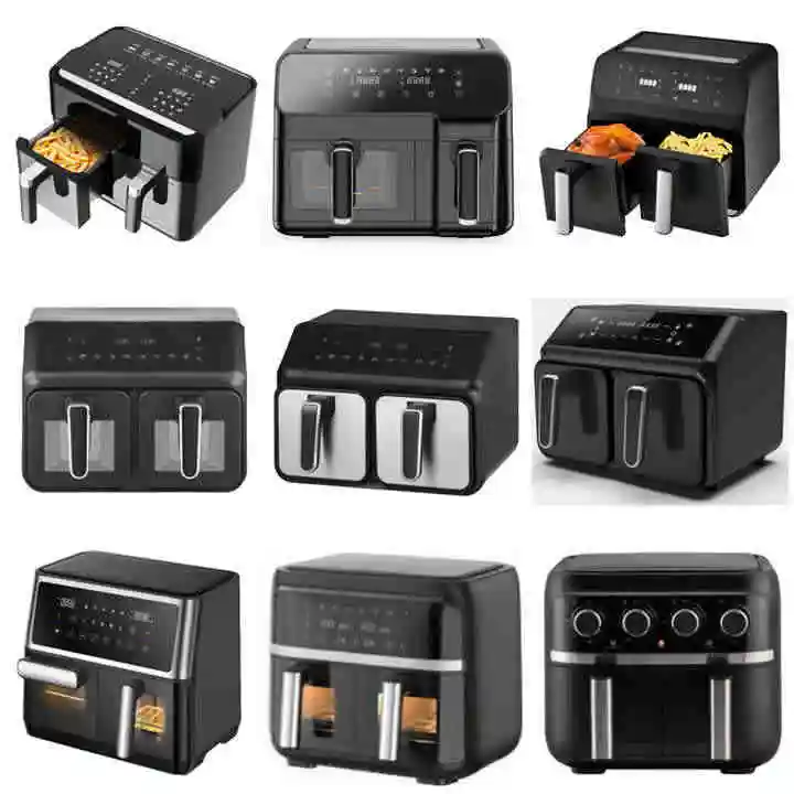 Household dual air fryer 9l touch screen double digital air fryer oven with visible window