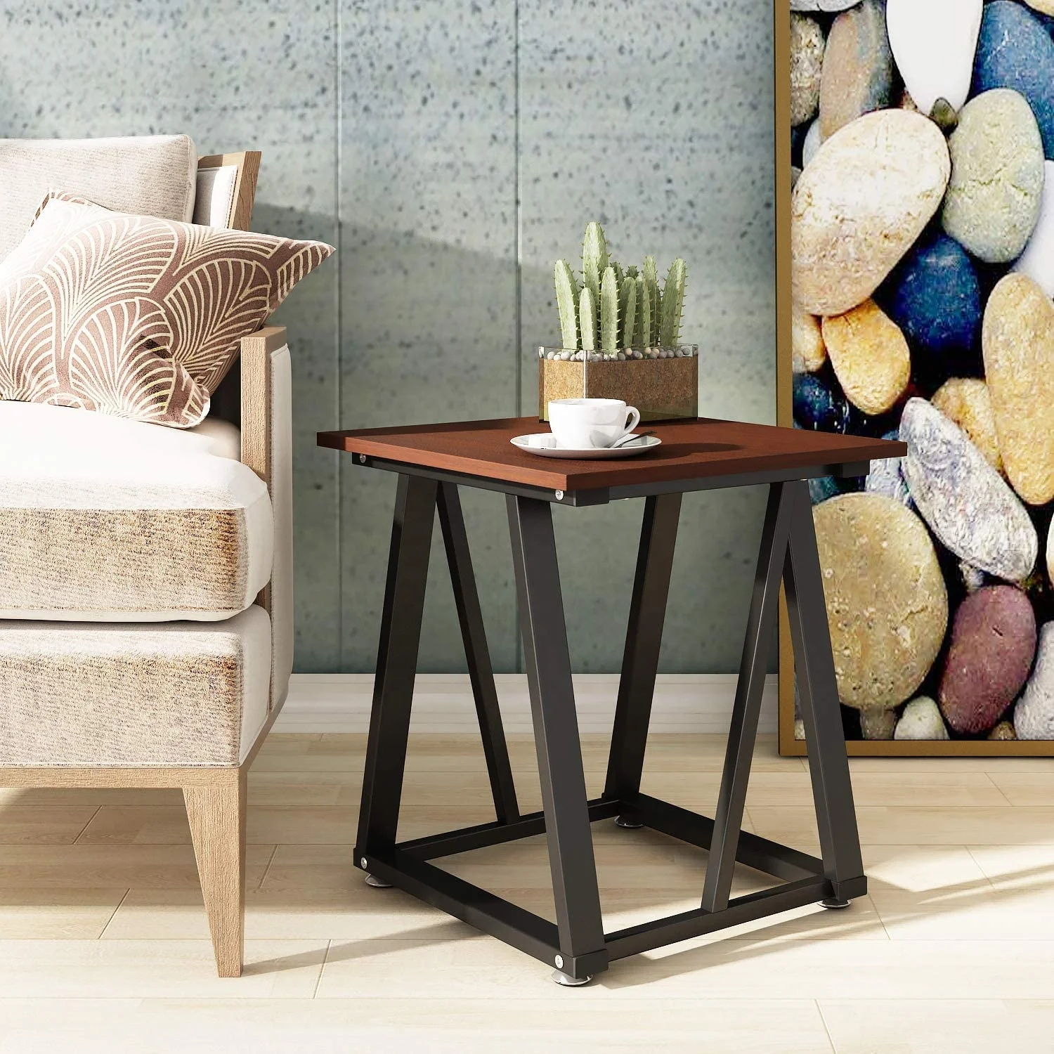 Industrial Wood Telephone office Sofa End Side Table