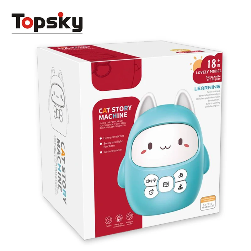 Cartoon Cat Intelligent Story Machine Kids Early Learning Educational Toys Story Machine  with Music Interactive Toys for Baby