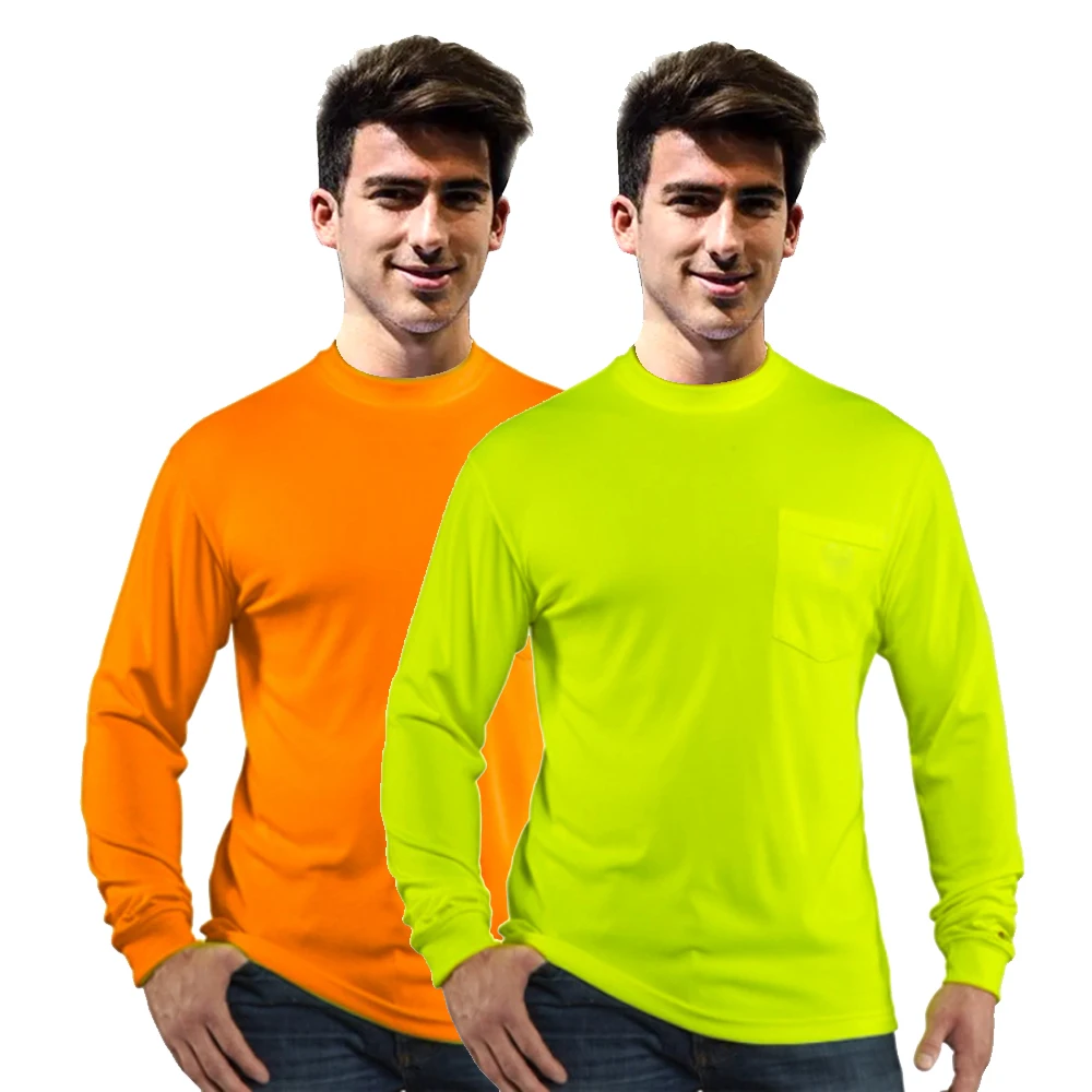 wholesale high quality Yellow Construction Hi Vis Long Sleeve Safety Orange T Shirt Reflective