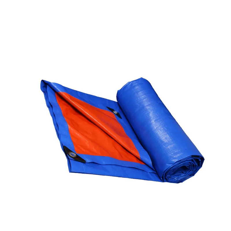 60-160gsm Sun Reflective PE Tarpaulin Sheet Plastic Fabric Blue And White Strips Color PE Tarpaulin Roll from China factory
