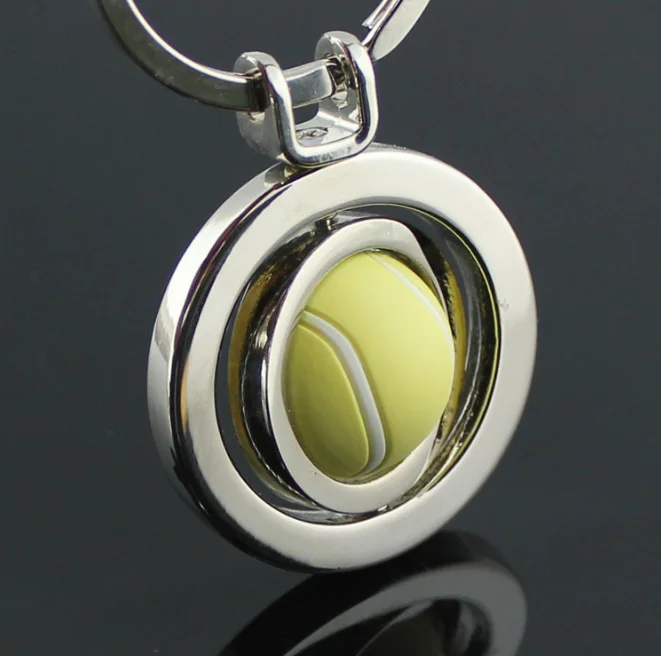 3D Sports Keychain Rotating Basketball Soccer Golf Tennis Ball Keyring Key Chain Ring Keyfob Key Holder
