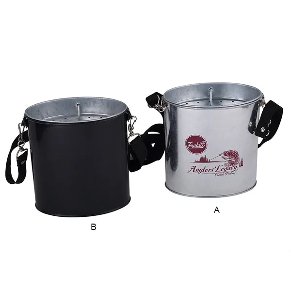 Ящик для рыболовных снастей с порошковым покрытием и веревкой, Оцинкованное железное ведро для рыбалки с крышкой, 1,5 л, металлическое ведро для рыбалки и живой приманки