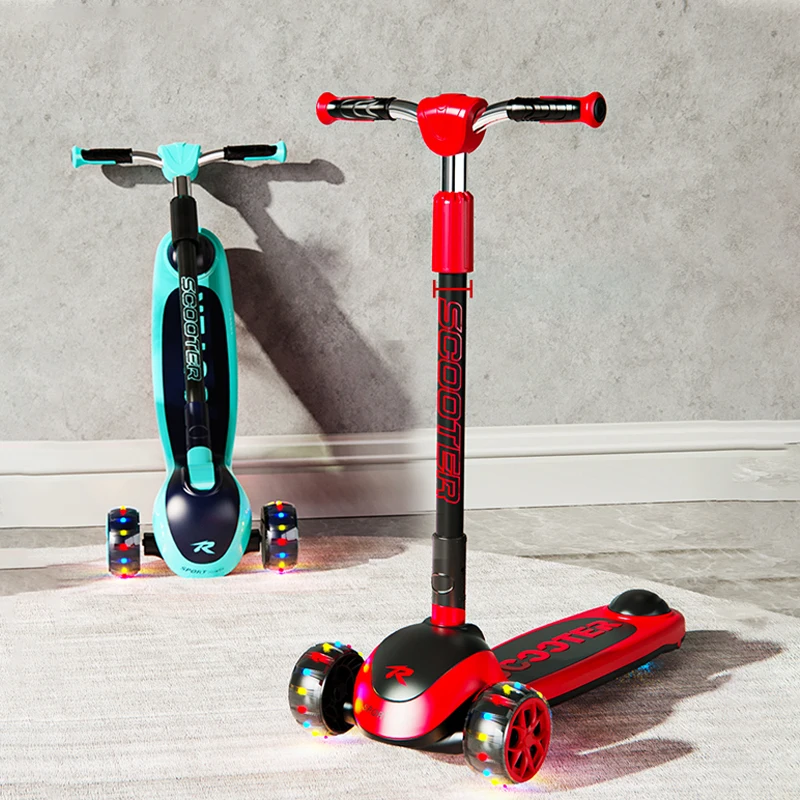 big wheel flash pu wheel kids kick scooter wholesale girl fold scooter toys children 3 wheels scooter