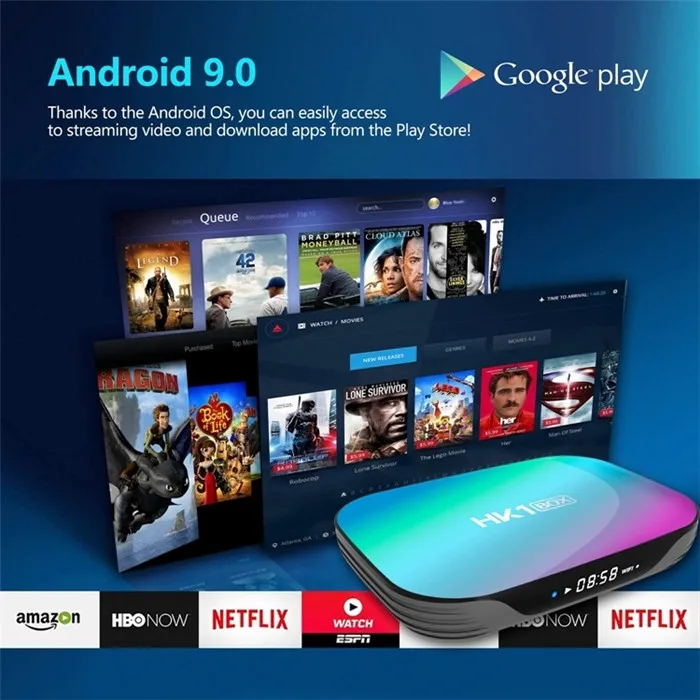  GYS 2020 Новое поступление HK1 коробка AC Wifi 5G 100M RJ45 BT Android 9 0 4 Гб DDR3 32 128 ГБ ТВ