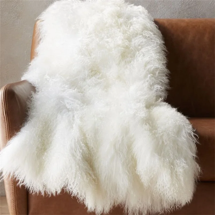 Long Soft Wool Fully Machine Washable Colorful Sheepskin Rug Fur China Supplier Colorful Single Pelt 5-8cm Natural Plate 90*60cm